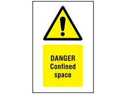 Danger confined space symbol and text safety sign.