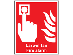 Larwm t�n, Fire Alarm. Welsh English sign.