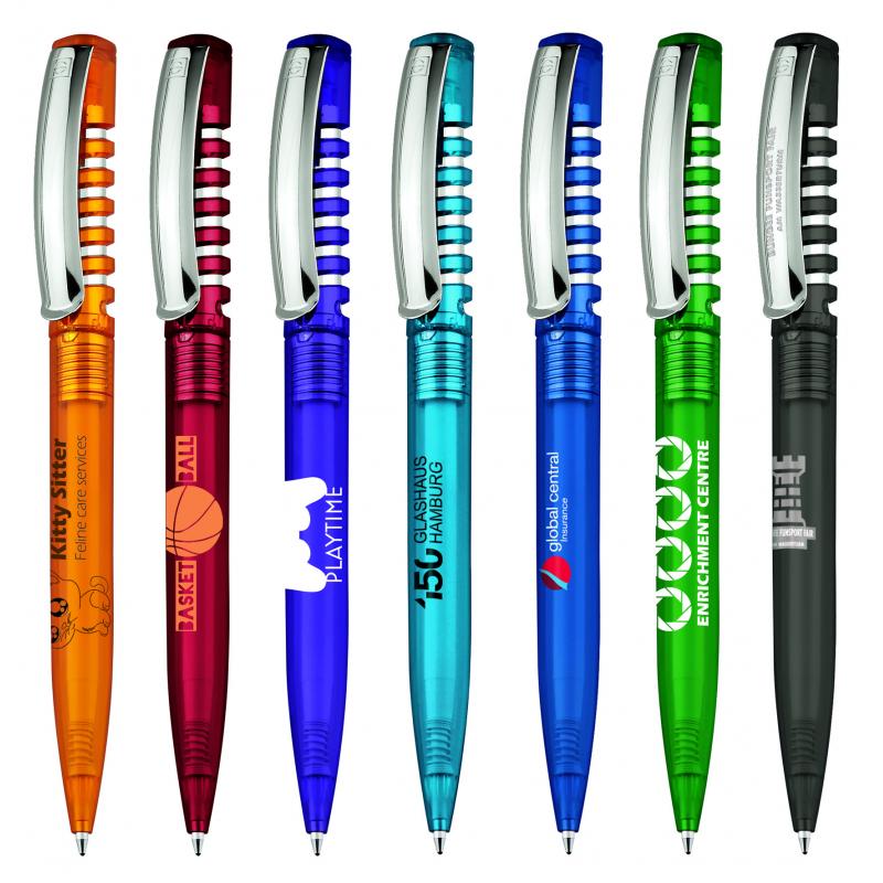 senator New Spring Clear Plastic Ballpen with Metal Clip