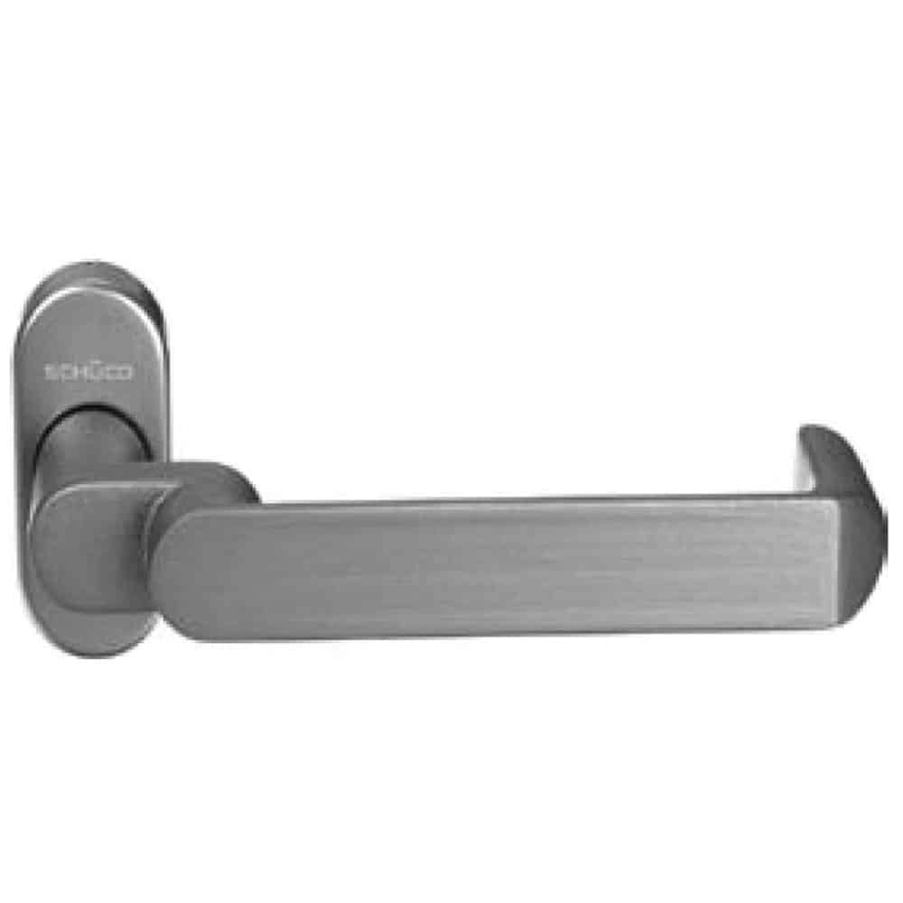 UK Suppliers Of Schuco Door Handle (Oval Rosette) Cranked Flat Lever With Return