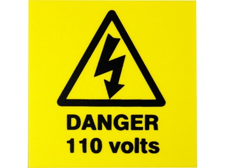 Danger 110 volts label