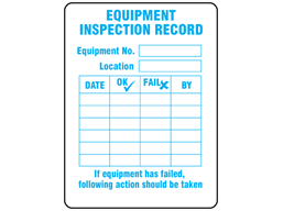 Equipment inspection record label