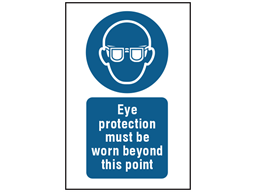 Eye protection must be worn beyond this point symbol and text safety sign.