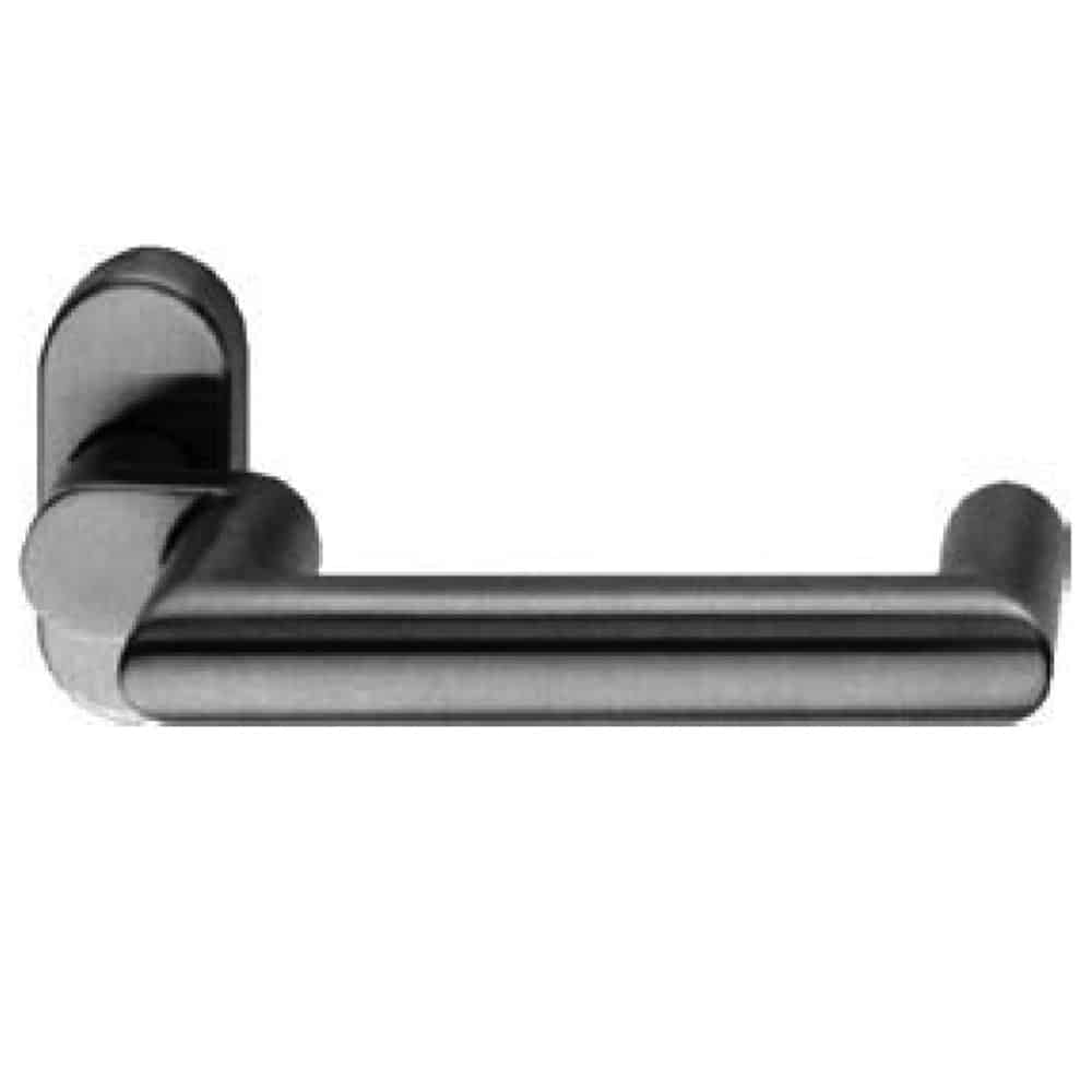 UK Suppliers Of Schuco Door Handle (Oval Backplate) Cranked Round Lever With Return