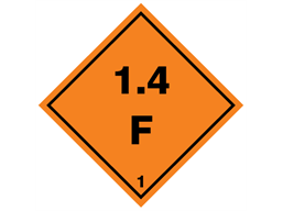 Explosive 1.4 F hazard warning diamond sign