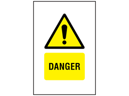 Danger symbol and text safety sign.