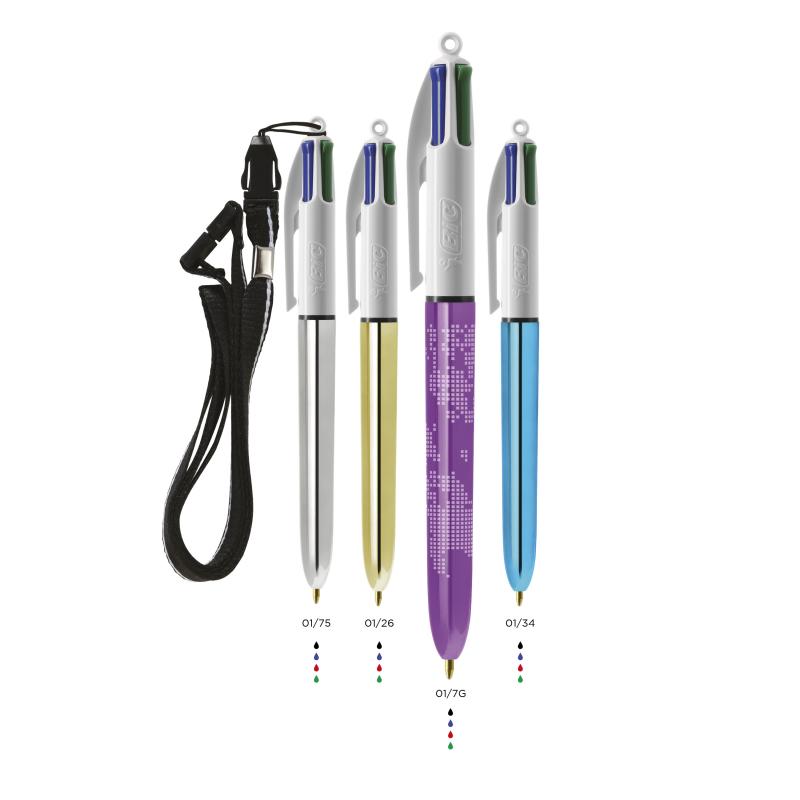 BIC&#174; 4 Colours Shine ballpen + Lanyard Laser Engraving