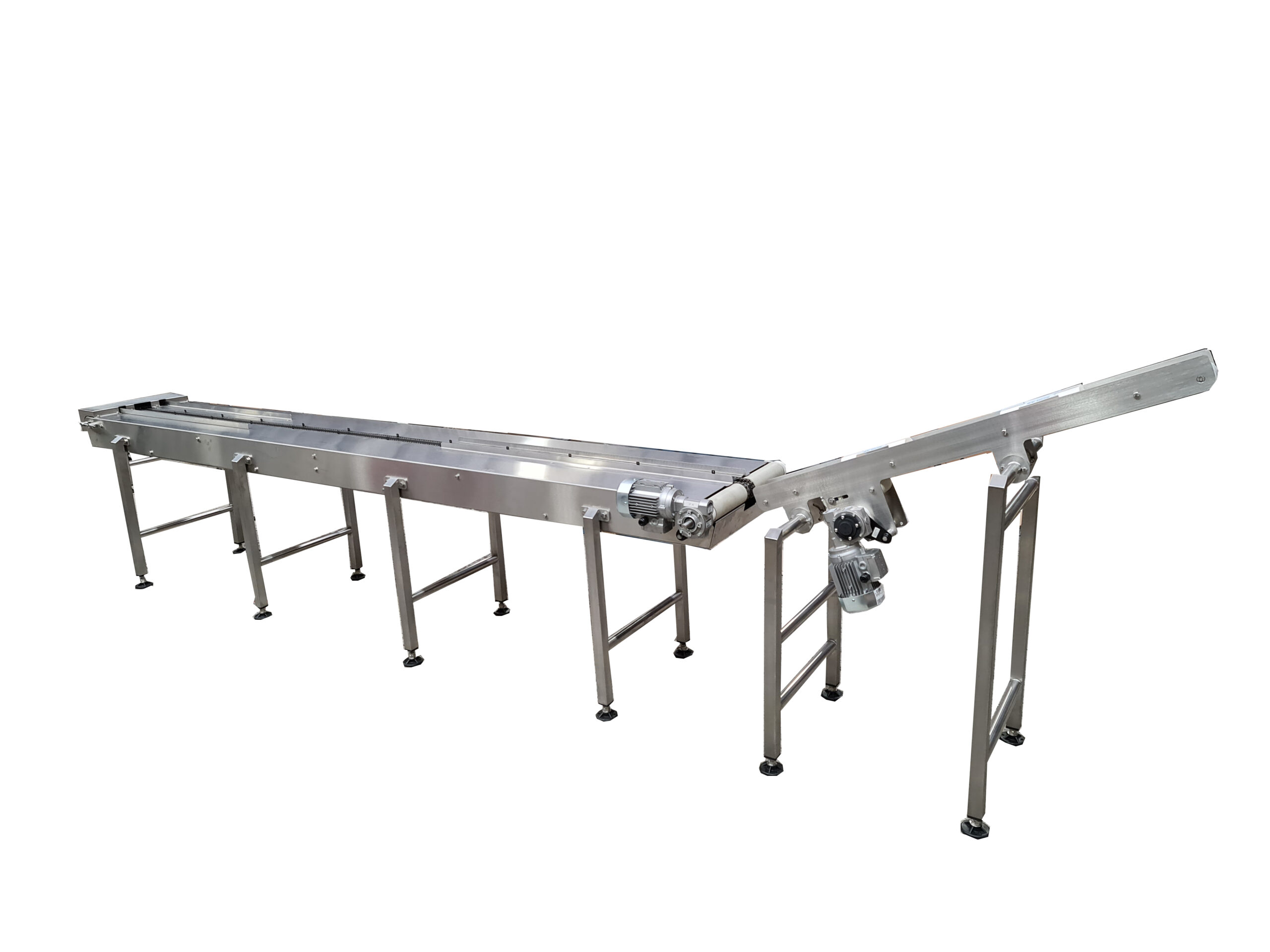 Suppliers of Stainless steel chain peg tab indexing conveyors UK