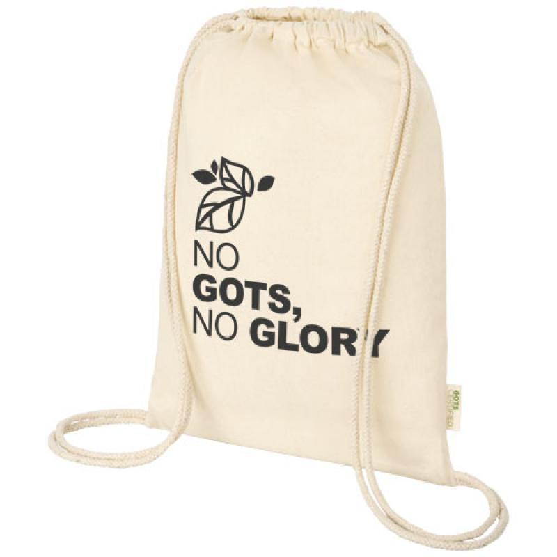 Orissa 100 g/m² GOTS organic cotton drawstring backpack