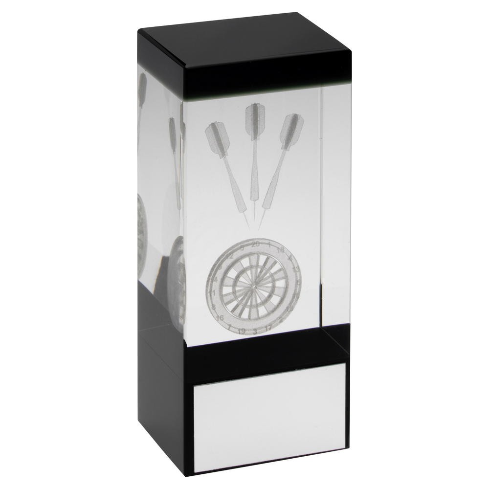 Suppliers Of Darts Hologram Glass Block Award - 3 sizes Hertfordshire