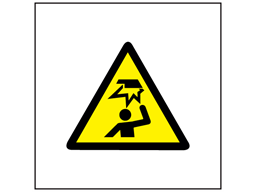 Risk of overhead hazard symbol safety sign.