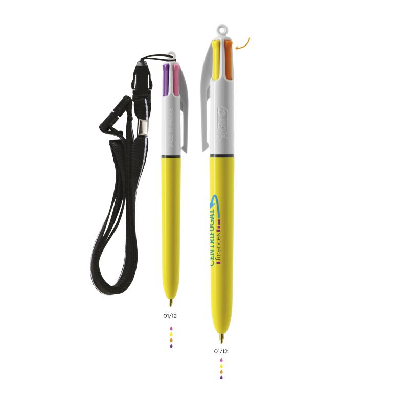 BIC® 4 Colours Sun ballpen + Lanyard Screen Printing