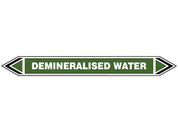 Demineralised water flow marker label.