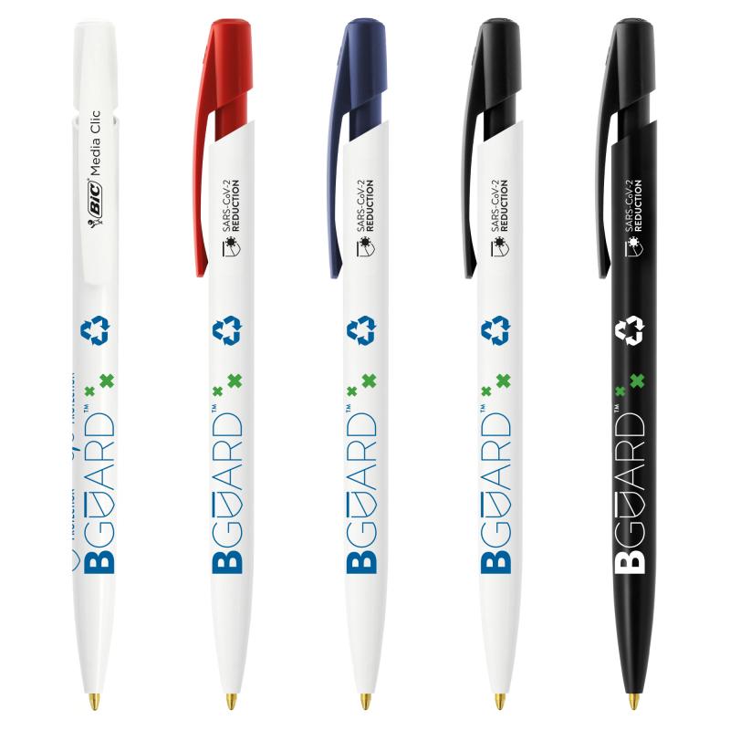 BIC&#174; Media Clic BGUARD� Antimicrobial Ecolutions&#174; ballpen SARS-CoV-2 logo Screen Printing