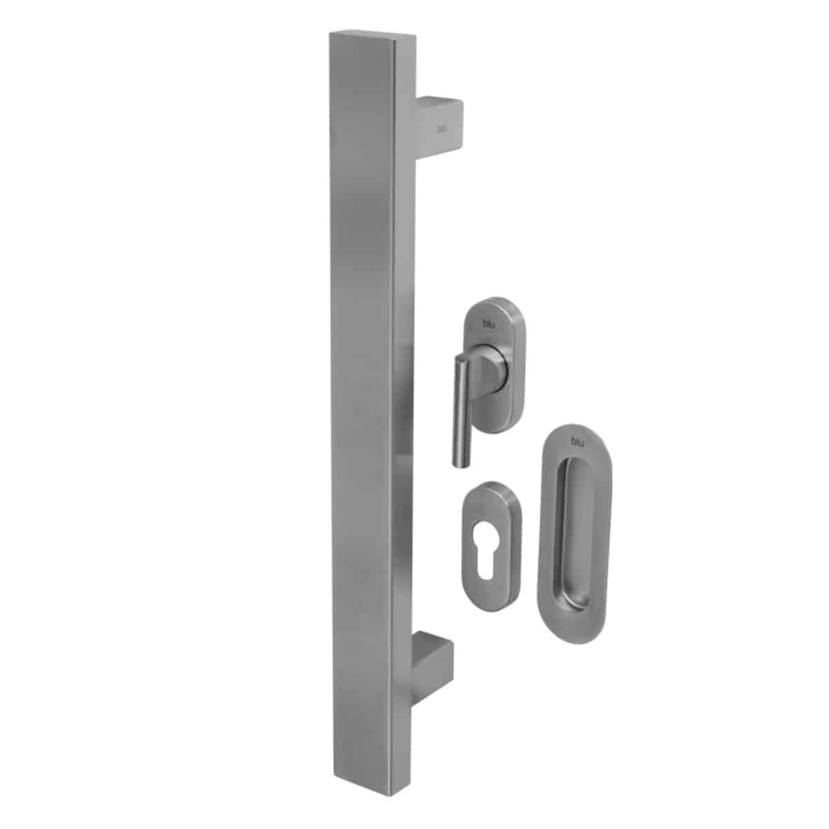 UK Suppliers Of KM853 BLU 316 Stainless Steel Inline Rectangular ‘T’ Bar & Flush Pull Handle for Straight Slide Doors