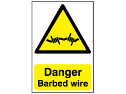 Danger, Barbed wire safety sign.