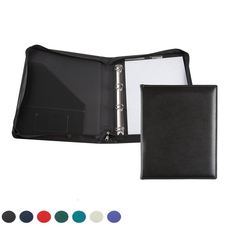E Leather A4 Ring Zipped Binder
