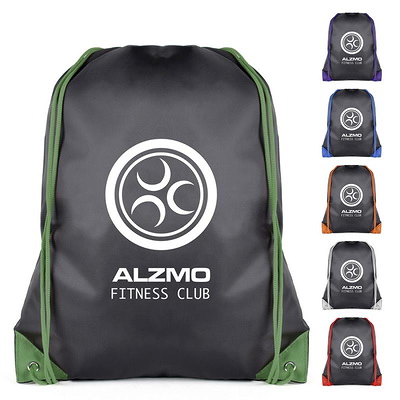 Black Coloured Trim Pegasus Drawstring Bag