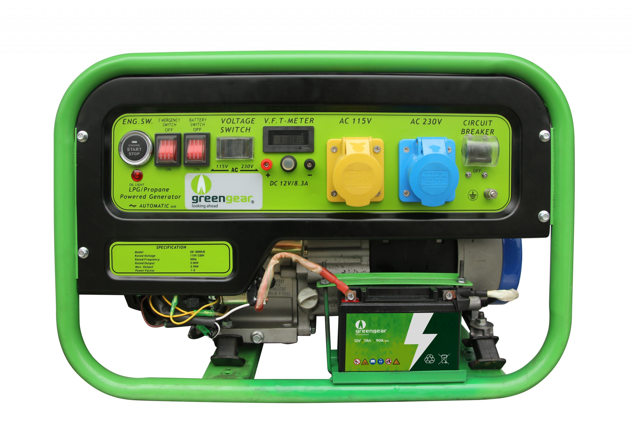 Green Gear GE-3000UK LPG 3kW 240V/110V Generator