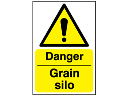 Danger, Grain silo safety sign.