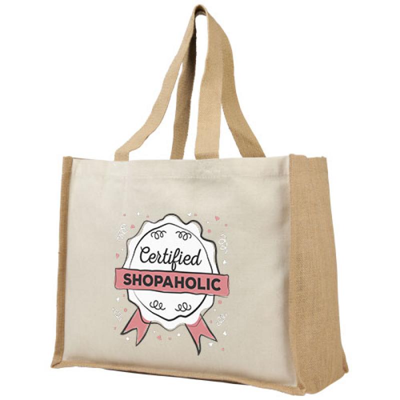 Varai 320 g/m² canvas and jute shopping tote bag