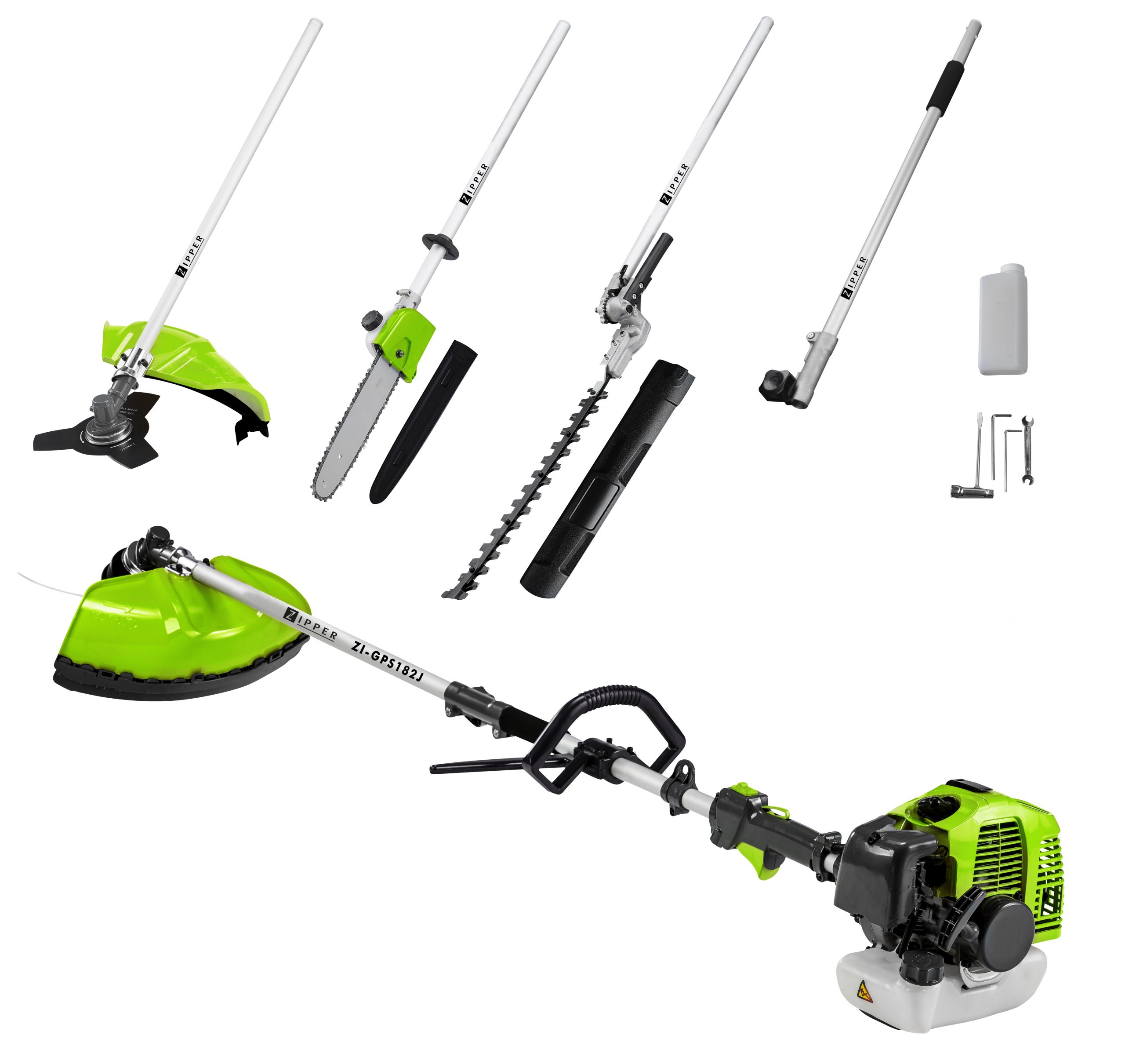 Zipper ZI-GPS182J Petrol Garden Maintenance set Brush Cutter Hedge Trimmer Strimmer Chainsaw