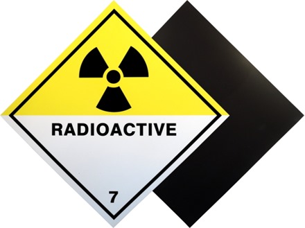 Radioactive, class 7, hazard warning diamond label, magnetic