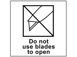 Do not use blades to open heavy duty packaging label