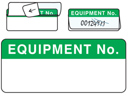 Equipment number write and seal labels.