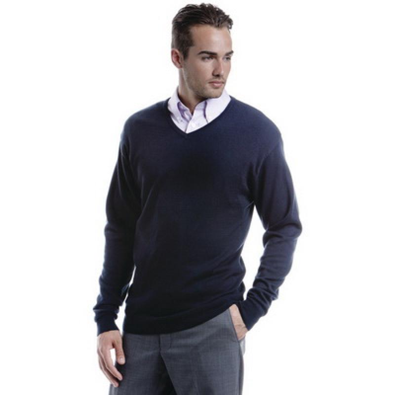 Kustom Kit Men's Arundel Long Sleeve V-Neck