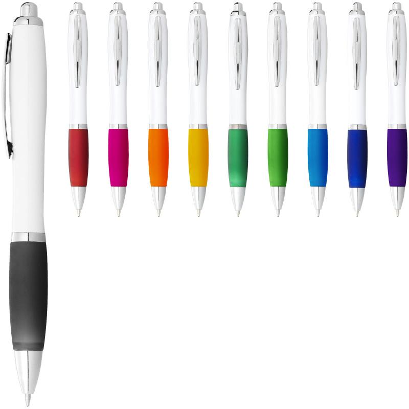 Nash ballpoint pen white barrel and coloured grip