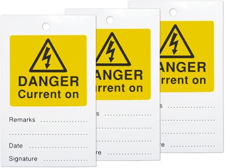 Danger current on tag.