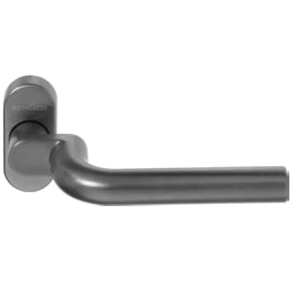 UK Suppliers Of Schuco Door Handle (Oval Backplate) Cranked Curved Design