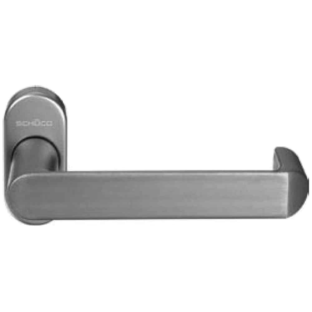 UK Suppliers Of Schuco Door Handle (Oval Backplate) Flat Lever With Return