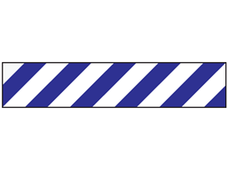 Laminated warning tape, blue and white chevron.