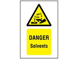 Danger solvents symbol and text safety sign.