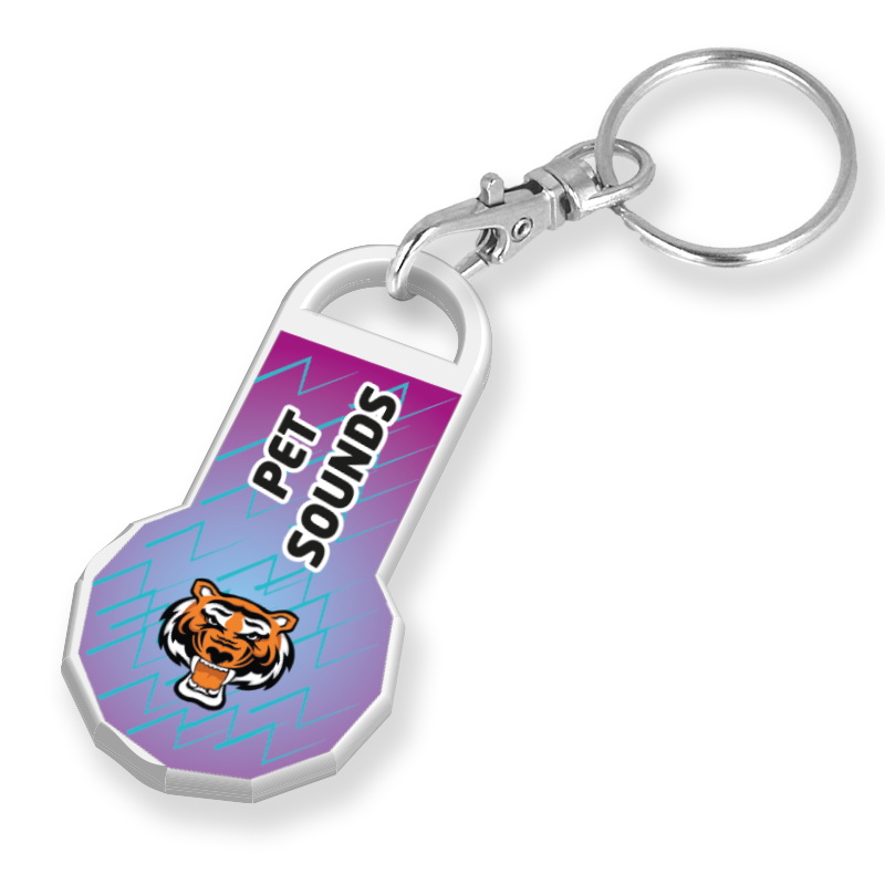 Recycled NEW £ Trolley Stick Keyring