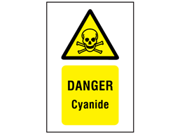 Danger cyanide symbol and text safety sign.