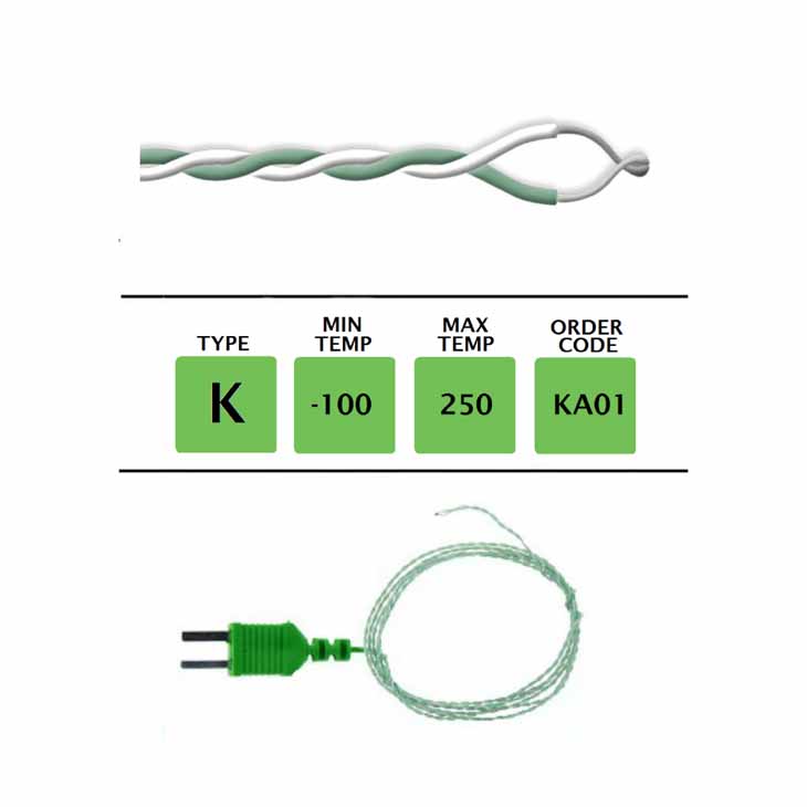 KA01-V – K Type PTFE Fine Wire Probe in Various Lengths