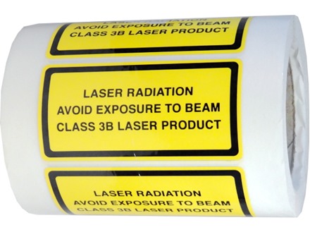 Laser radiation avoid exposure to beam, class 3b laser equipment warning safety label.