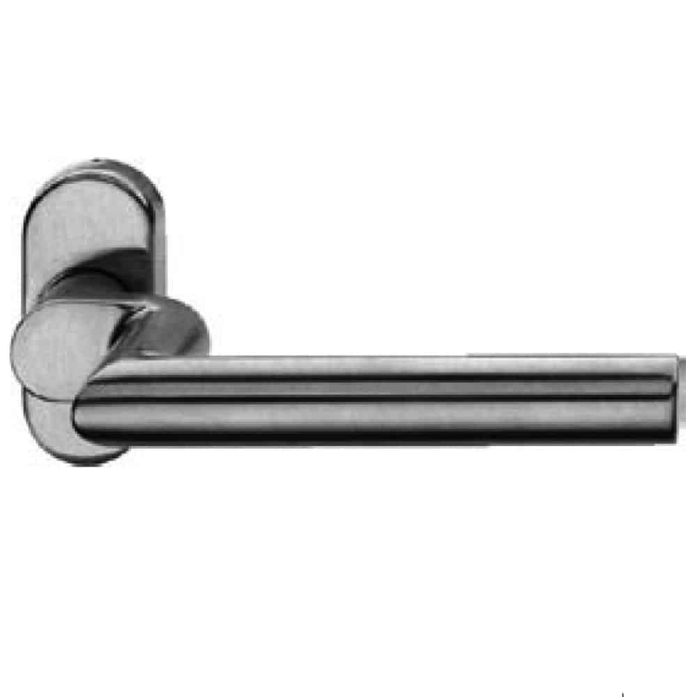 UK Suppliers Of Schuco Door Handle (Oval Backplate) Cranked Round Lever
