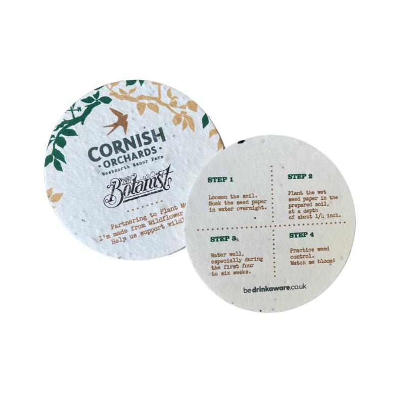 Seed Paper Coaster 93mm Dia - 220gsm Seed Paper