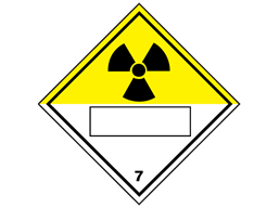 Radiation, class 7, hazard diamond label (with write on panel)