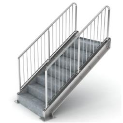 Commercial Steel Stairs, Open Handrail and Treads