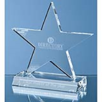 13cm Optical Crystal 5 Pointed Star on Base Award