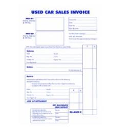 Used Car Sales Invoice Pad