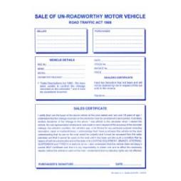 Sale Of Un-Roadworthy Motor Vehicle Pad