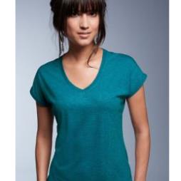 Ladies Tri-blend V-neck Tee  At Clothes-Line Direct, Made By Anvil