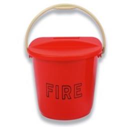 Plastic 2 gallon 'D' type Fire Bucket & Lid