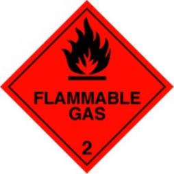 Hazard Label 100mmx100mm Class 2 Flammable Gas 2.1 Rolls of 250 (Code V2.1)